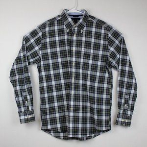 Tommy Hilfiger Mens Button Down Shirt Gray Plaid